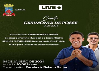 Câmara Municipal de Belmonte empossa de Bebeto Gama às 10:00 de 1º de janeiro/2021 em Sessão Solene