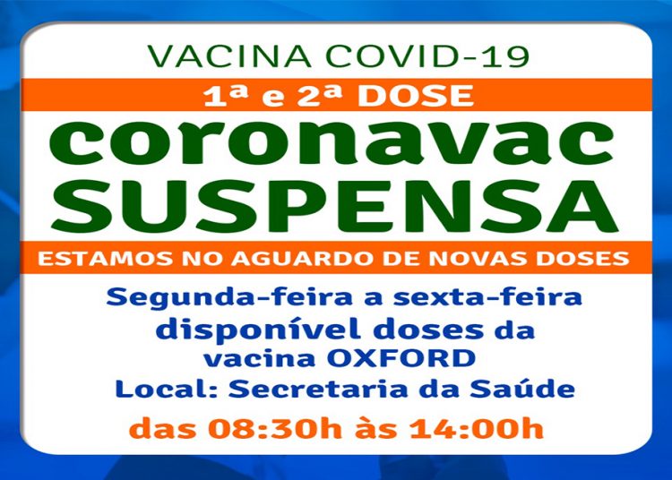Falta de  Vacina Coronavac atinge vacinação ‘SEGUNDA DOSE’ em Porto Seguro